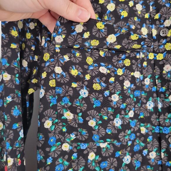 Equipment Black Multi Spectrum Floral Print Slim Signature Blouse XS - Picture 6 of 12